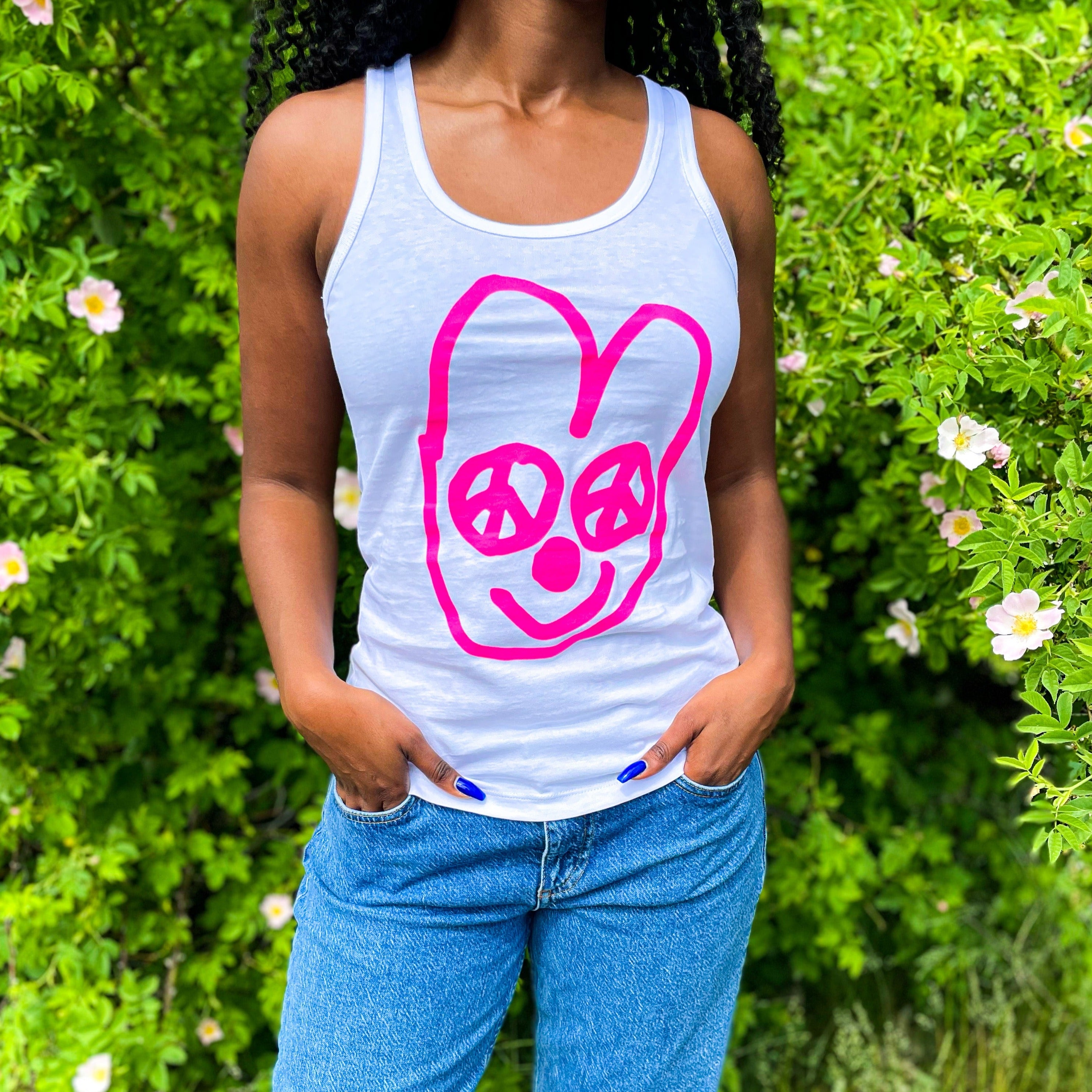 Lykke White Peace Cat Singlet