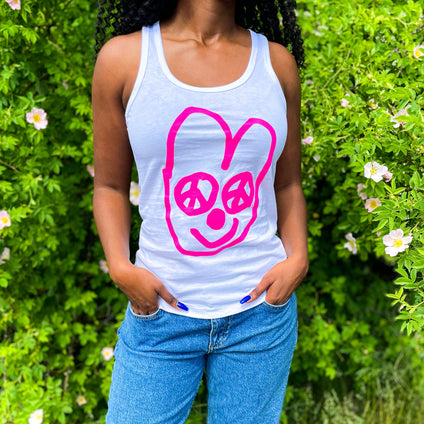 Lykke White Peace Cat Singlet