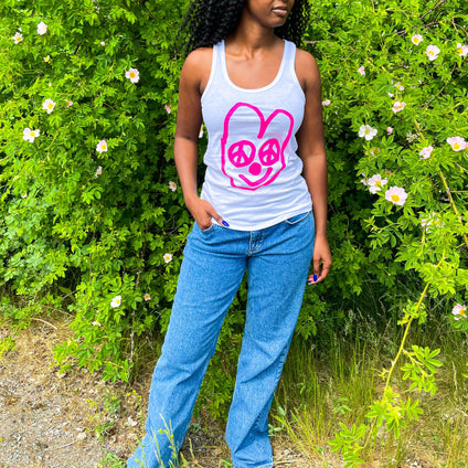 Lykke White Peace Cat Singlet
